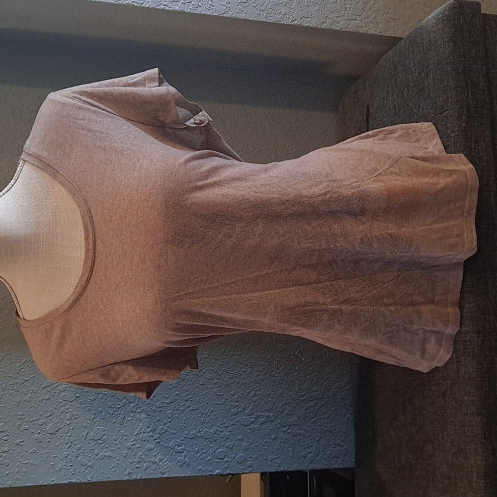 beige top with leaf print